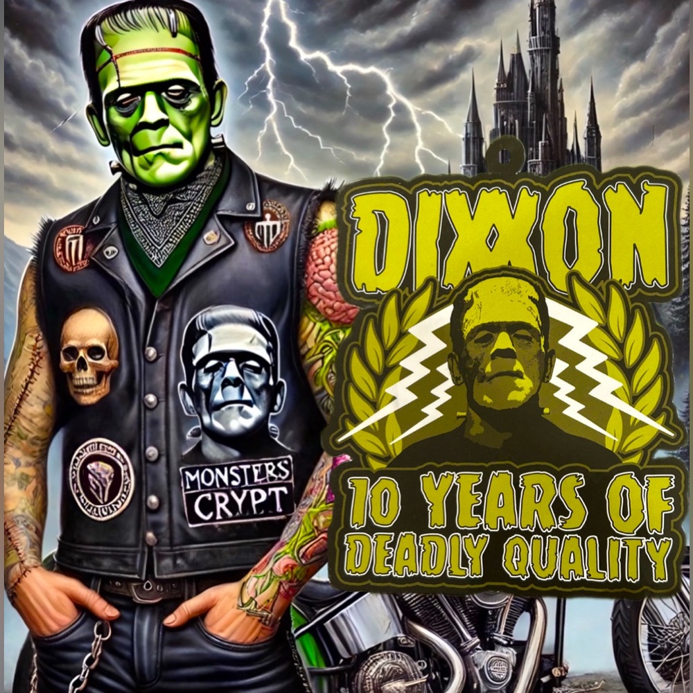 DIXXON Frankenstein Party Shirt Sticker Tag - A Bolt of Collectible Fun!